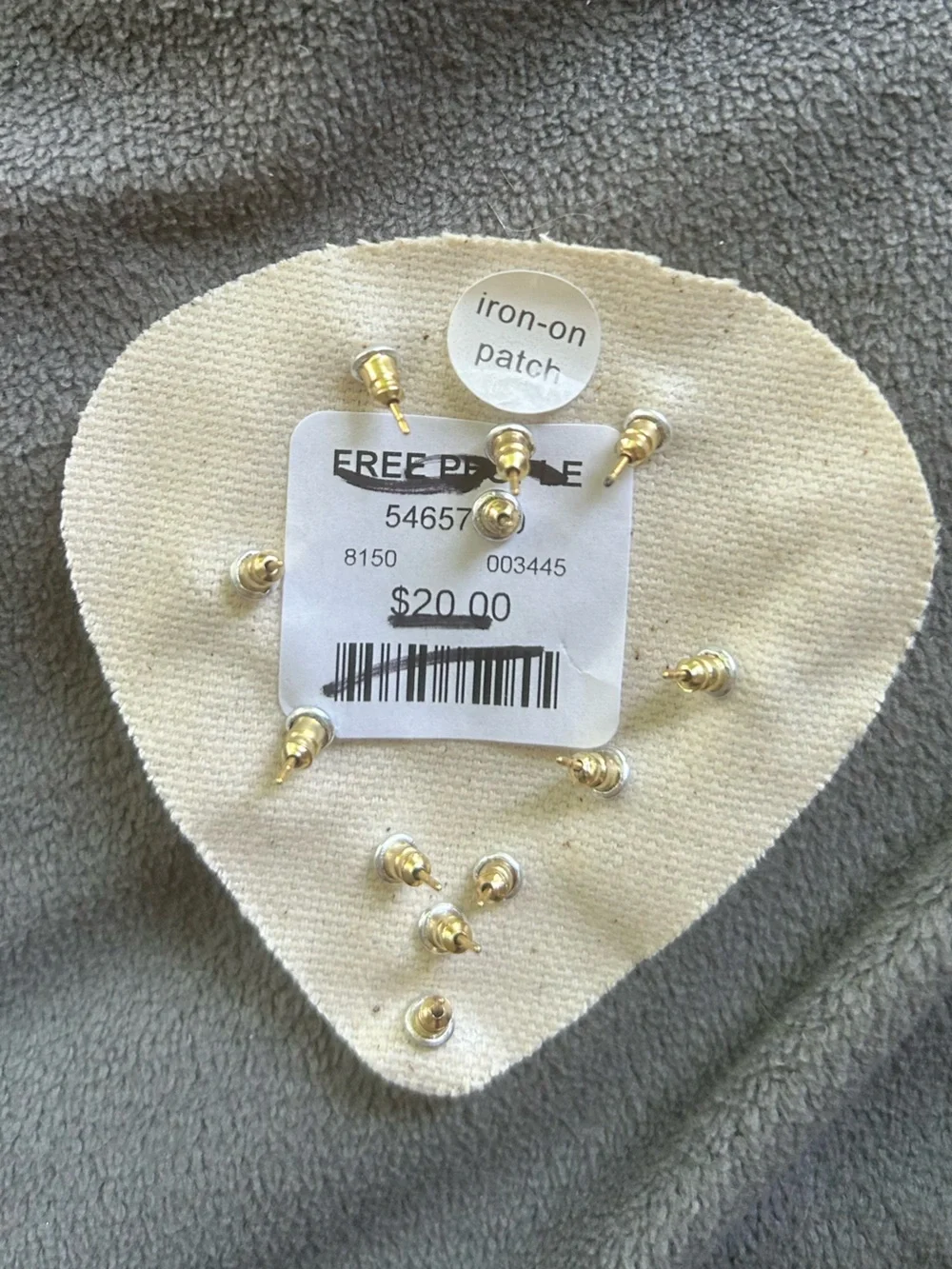NWT Free People Gold-Tone Heart & Arrow Stud Earring Set on Iron on Patch